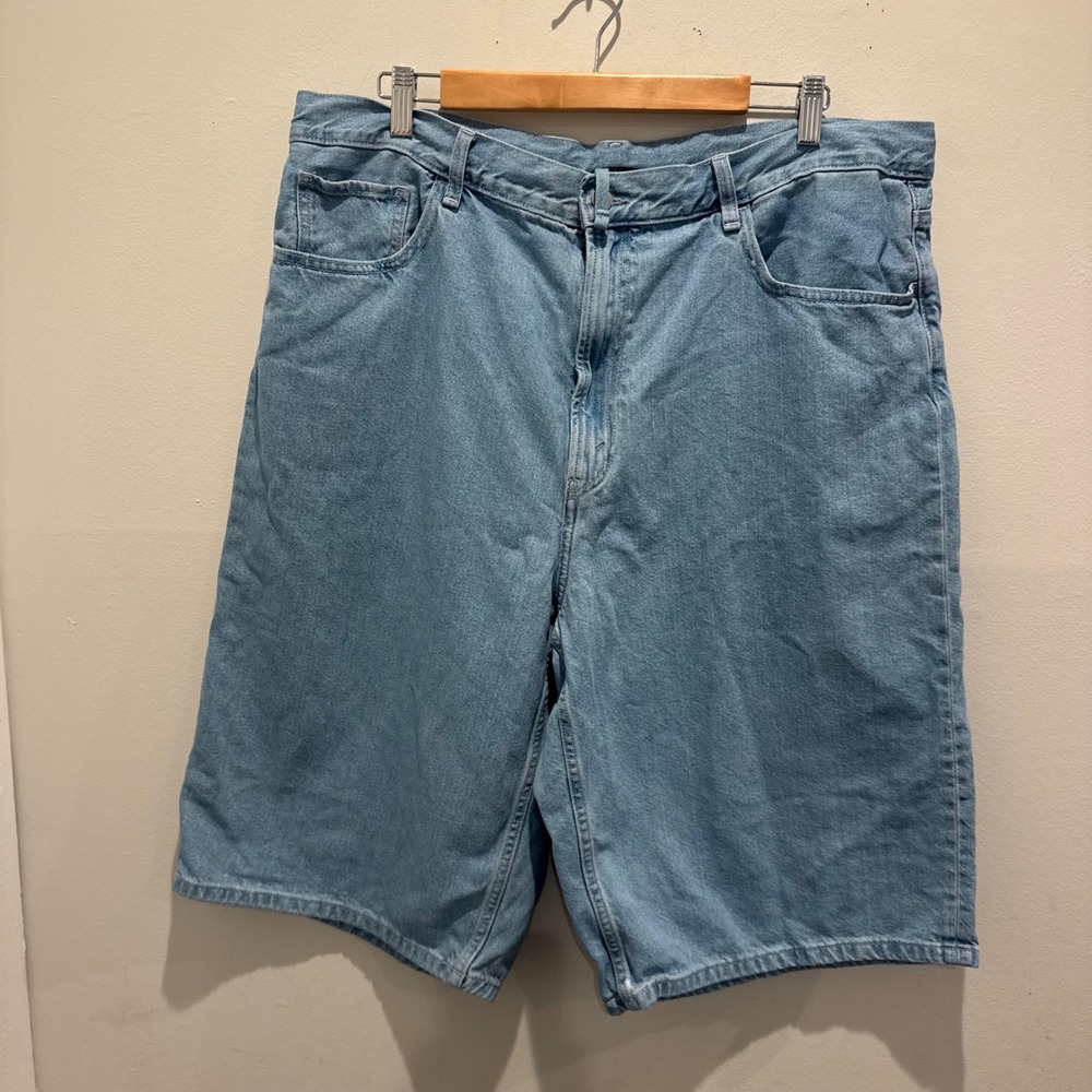 Uniqlo Light Blue Denim Shorts Relaxed Fit Drawstring Waist | XL